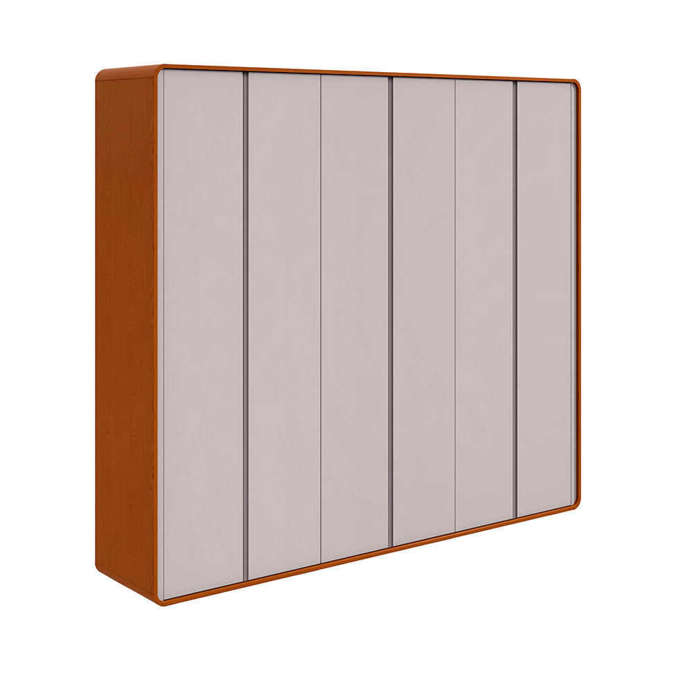 Guarda-Roupa Casal Loop 100% MDF 6 Portas 6 Gavetas Frassino e Off White