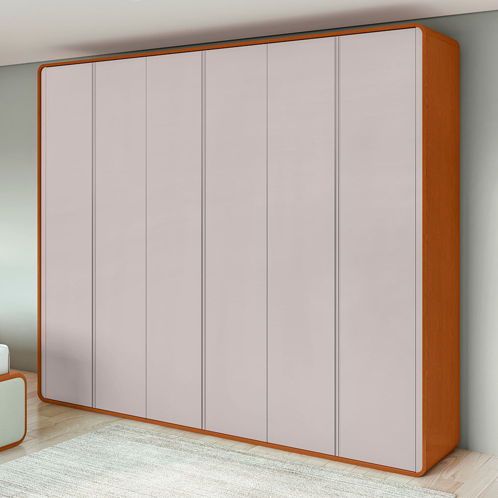 Guarda-Roupa Casal Loop 100% MDF 6 Portas 6 Gavetas Frassino e Off White