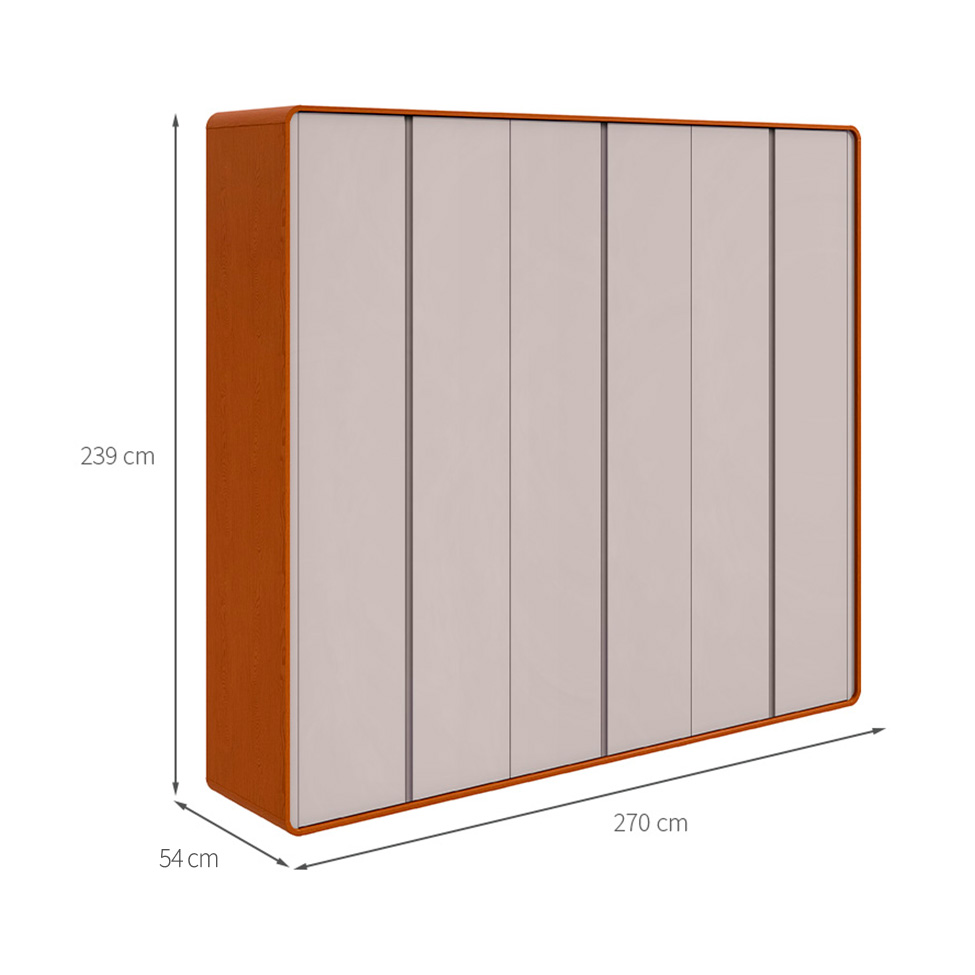 Guarda-Roupa Casal Loop 100% MDF 6 Portas 6 Gavetas Frassino e Off White