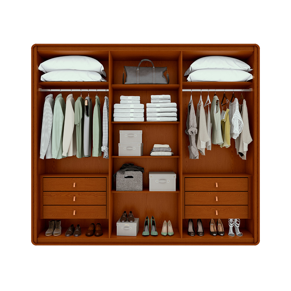 Guarda-Roupa Casal Loop 100% MDF 6 Portas 6 Gavetas Frassino e Sálvia