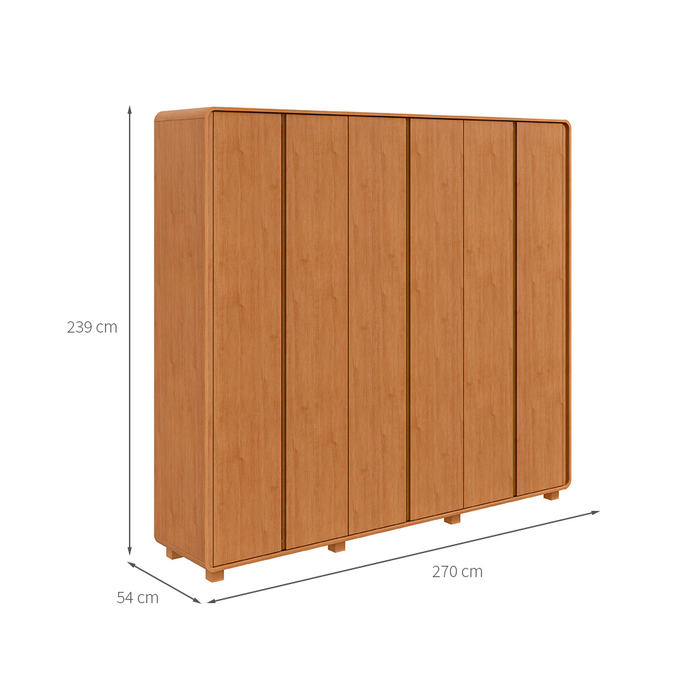 Guarda-Roupa Casal Loop com Pés 6 Portas 6 Gavetas Amêndoa