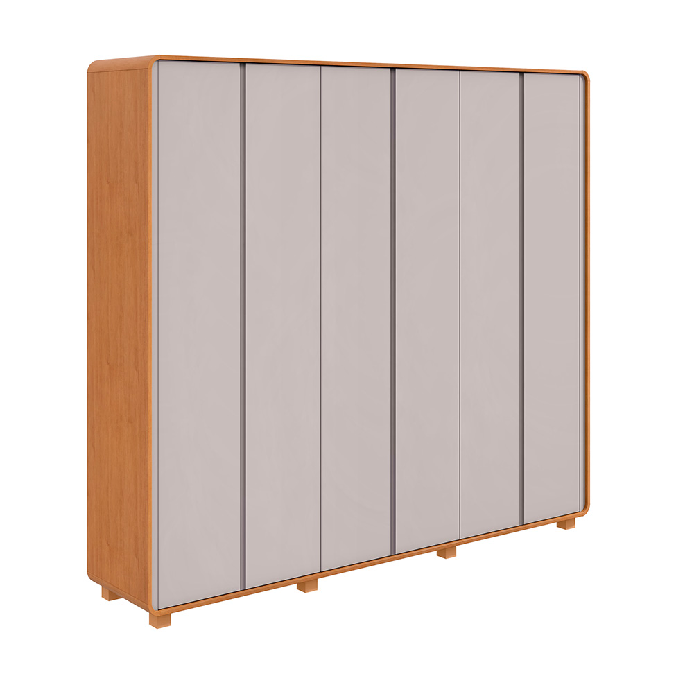 Guarda-Roupa Casal Loop com Pés 6 Portas 6 Gavetas Amêndoa e Off White