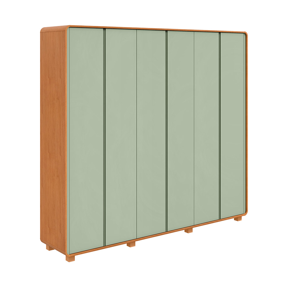 Guarda-Roupa Casal Loop com Pés 6 Portas 6 Gavetas Amêndoa e Sálvia
