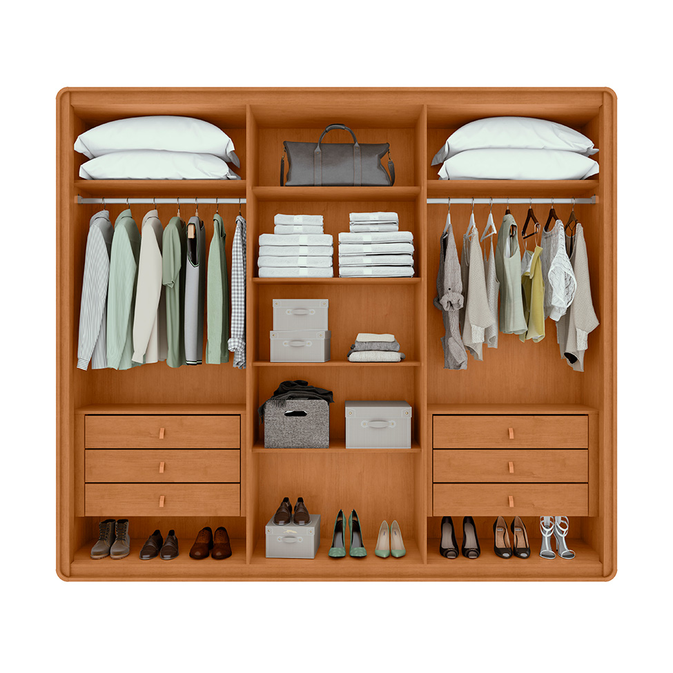 Guarda-Roupa Casal Loop com Pés 6 Portas 6 Gavetas Amêndoa e Sálvia
