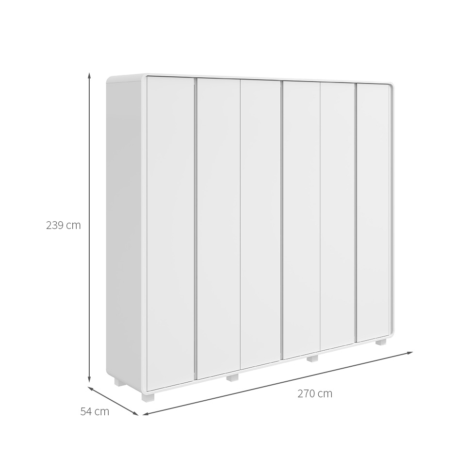 Guarda-Roupa Casal Loop com Pés 6 Portas 6 Gavetas Branco