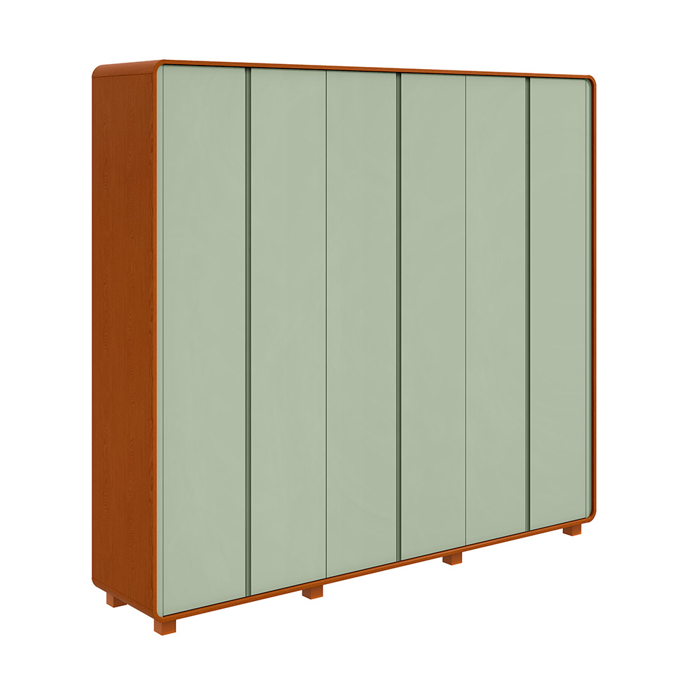 Guarda-Roupa Casal Loop com Pés 6 Portas 6 Gavetas Frassino e Sálvia