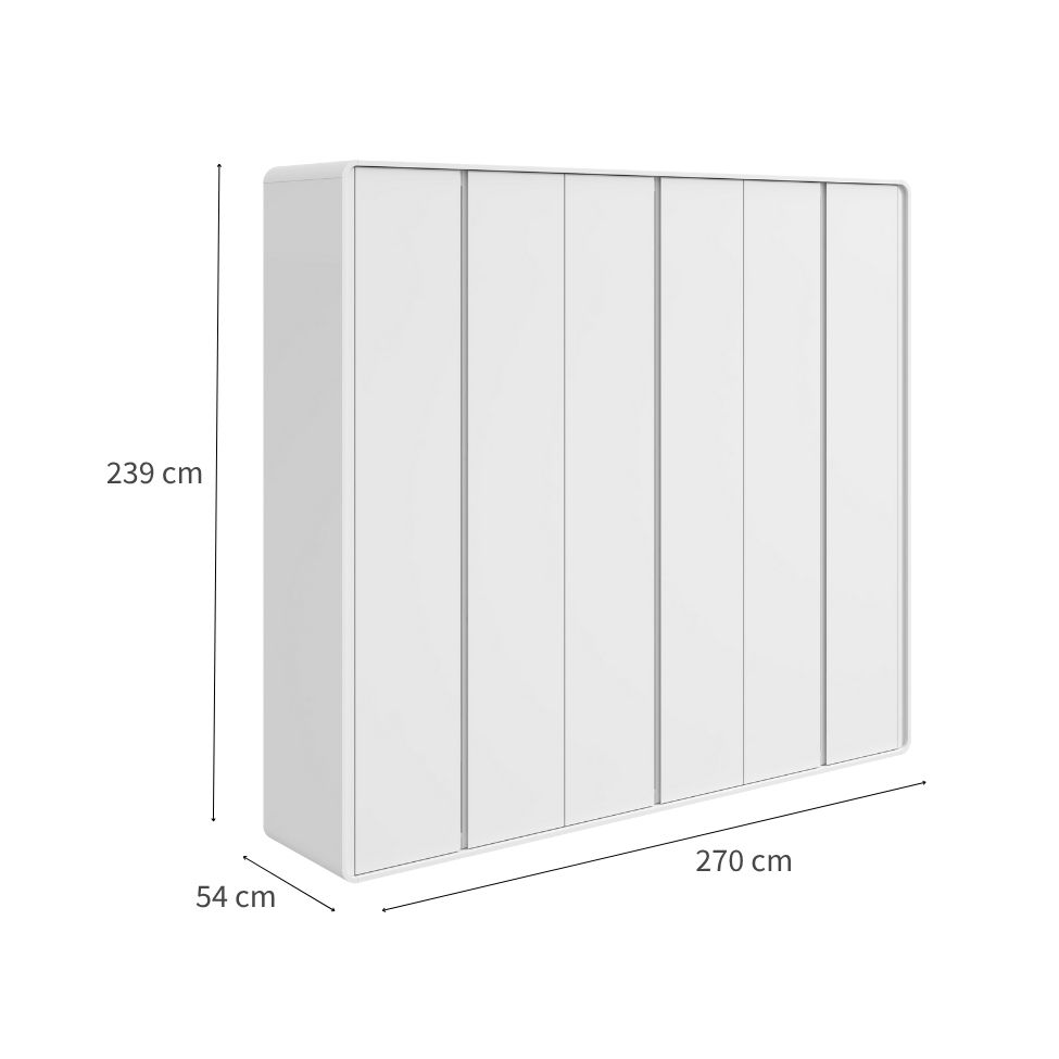 Guarda-Roupa Casal Loop sem Pés 6 Portas 6 Gavetas Branco