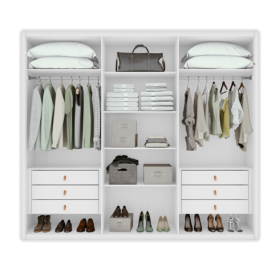 Guarda-Roupa Casal Loop sem Pés 6 Portas 6 Gavetas Branco