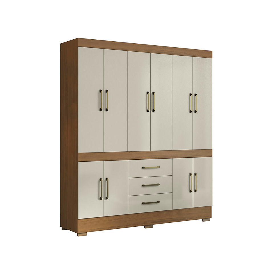 Guarda-Roupa Casal Mônaco 10 Portas 3 Gavetas Atacama e Areia