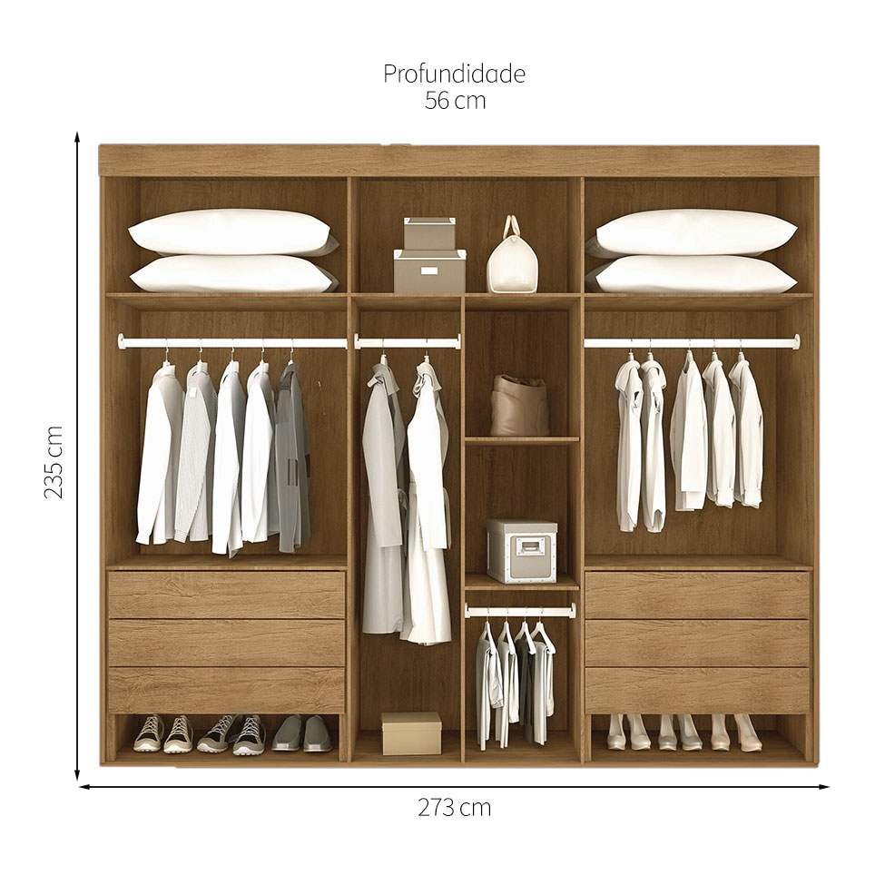 Guarda-Roupa Casal Maceió 6 Portas 6 Gavetas Imbuia