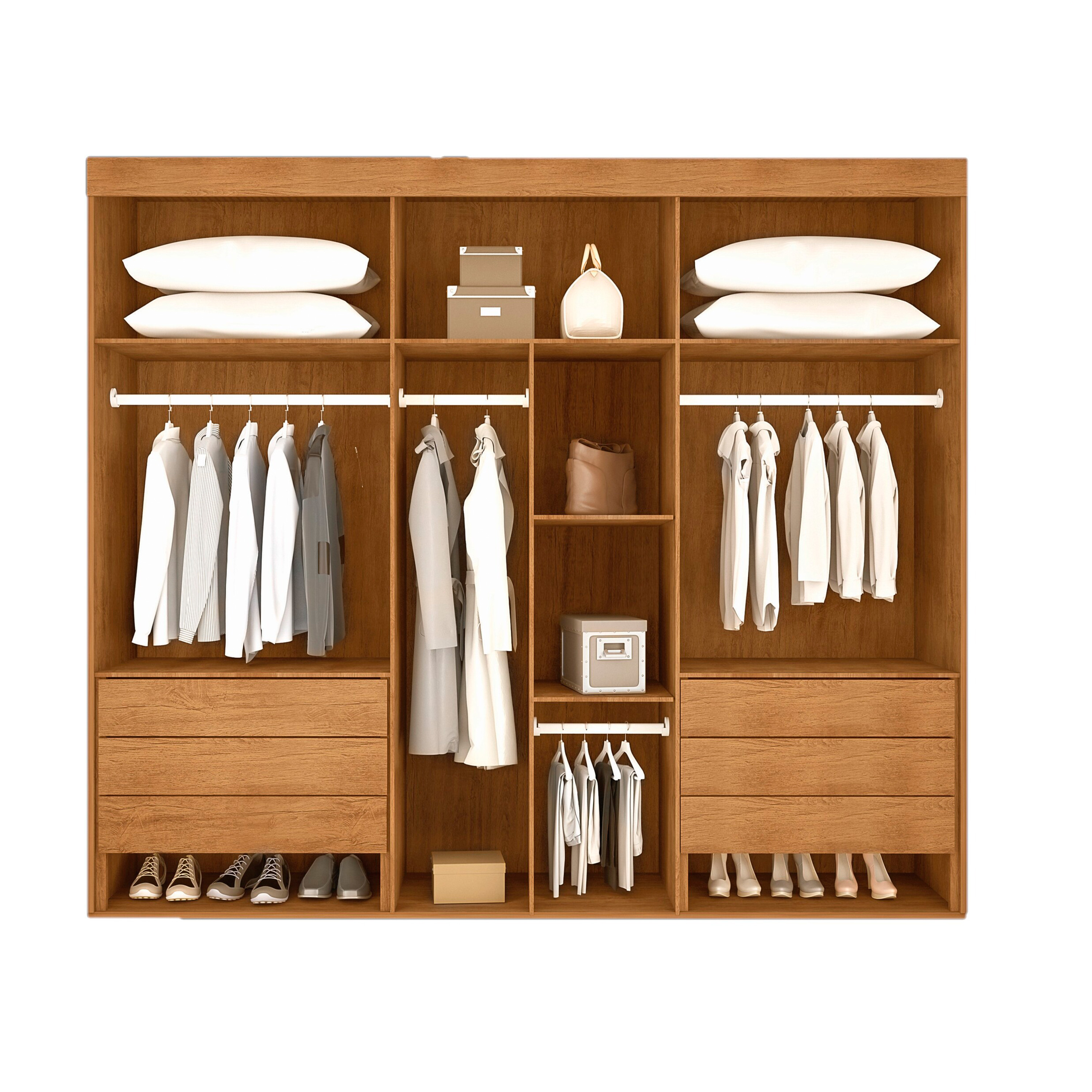 Guarda-Roupa Casal Maceio 6 PT Imbuia e Off White