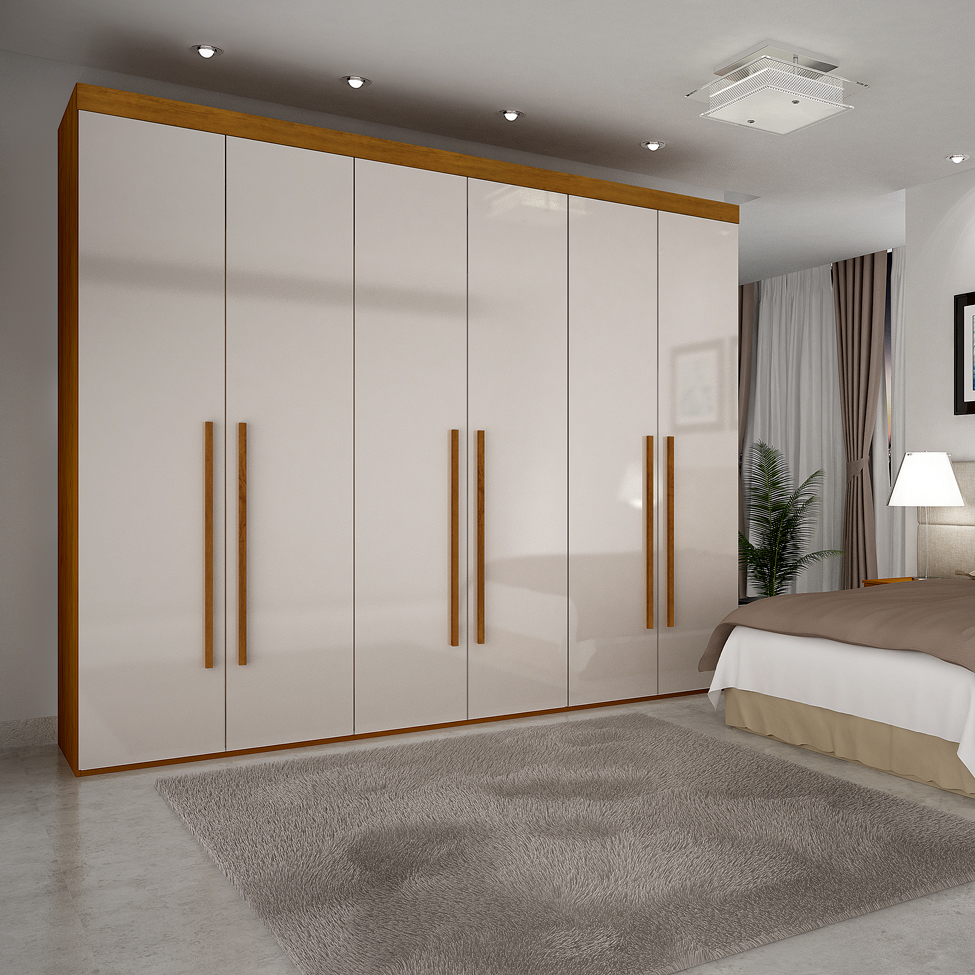 Guarda-Roupa Casal Maceio 6 PT Imbuia e Off White