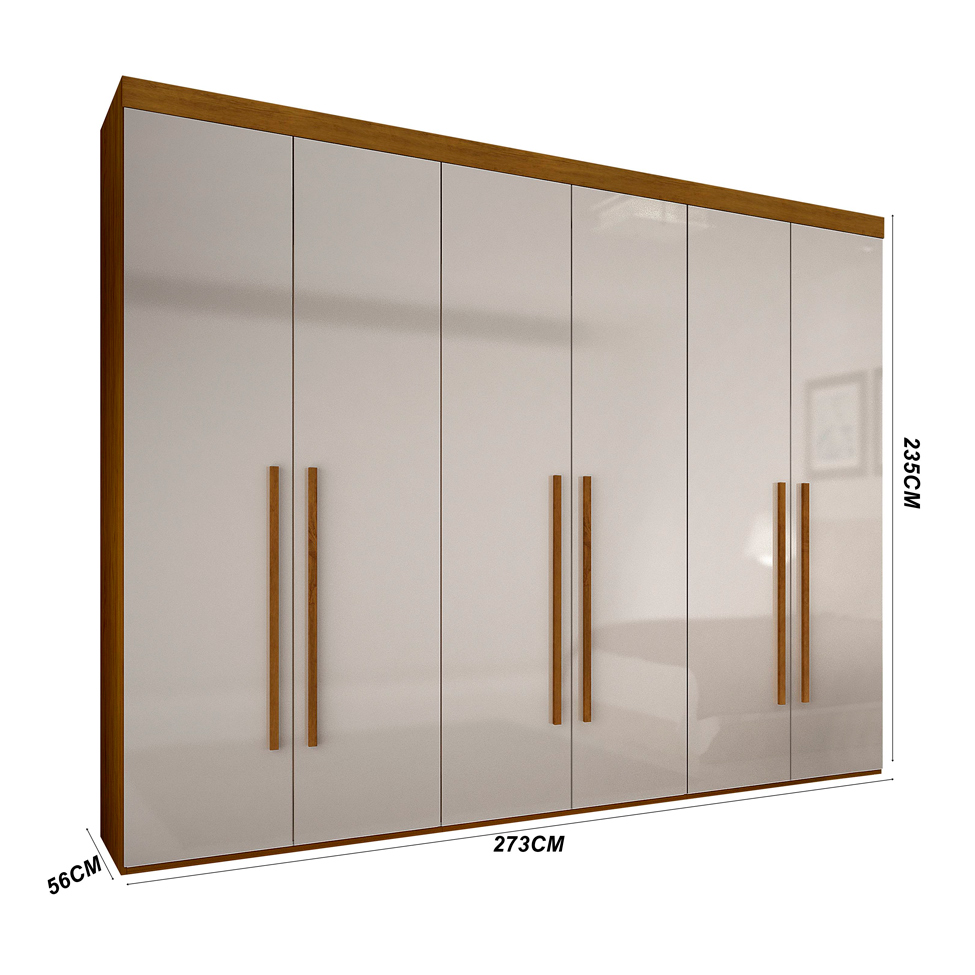 Guarda-Roupa Casal Maceio 6 PT Imbuia e Off White