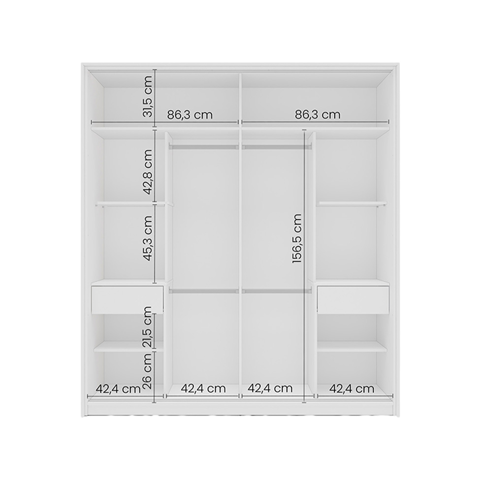 Guarda-Roupa Casal Madrid 2 Portas 2 Gavetas Branco