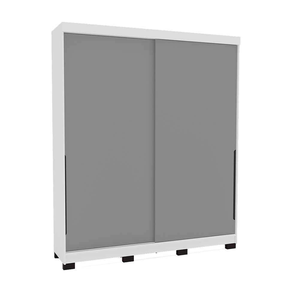 Guarda-Roupa Casal Madrid 2 Portas 2 Gavetas Branco e Cinza