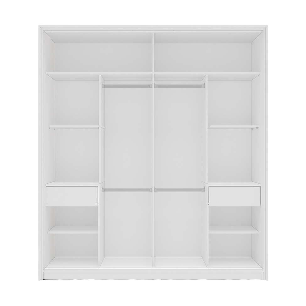Guarda-Roupa Casal Madrid 2 Portas 2 Gavetas Branco e Cinza
