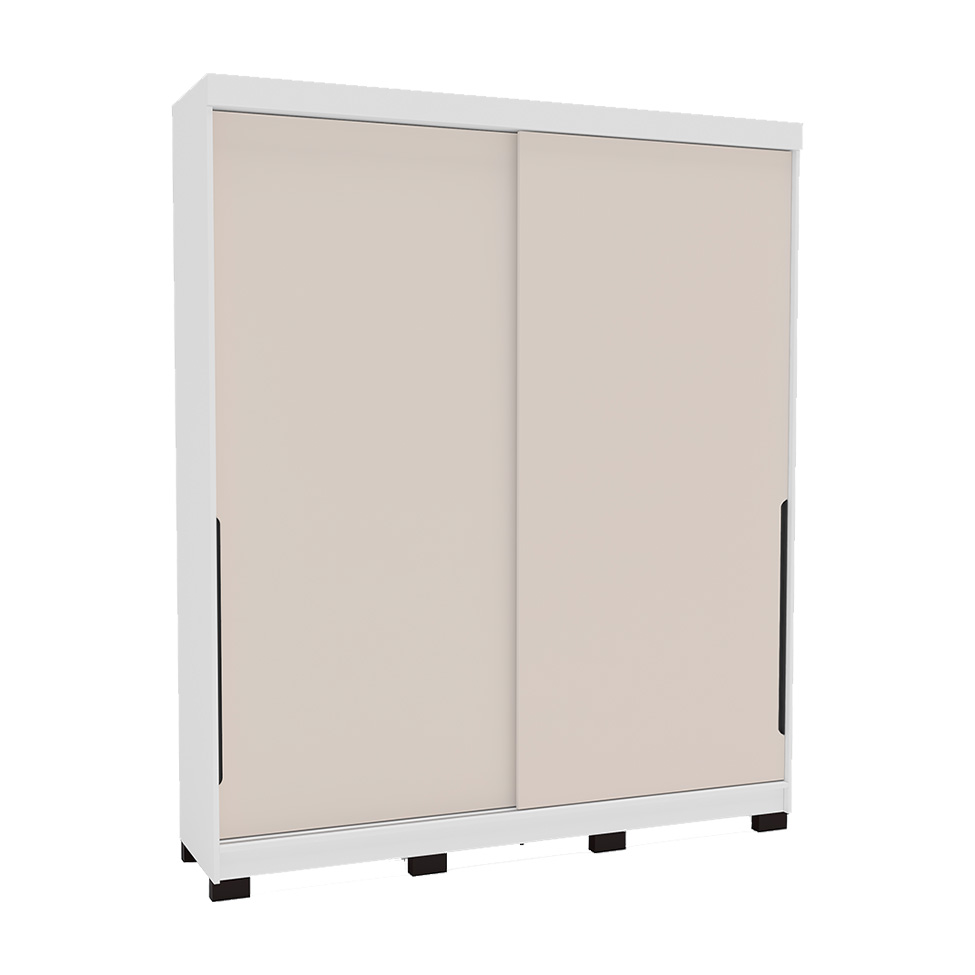 Guarda-Roupa Casal Madrid 2 Portas 2 Gavetas Branco e Creme