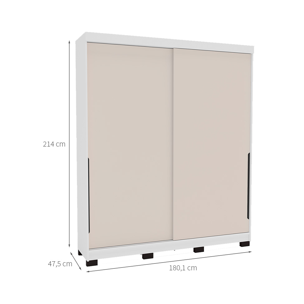 Guarda-Roupa Casal Madrid 2 Portas 2 Gavetas Branco e Creme