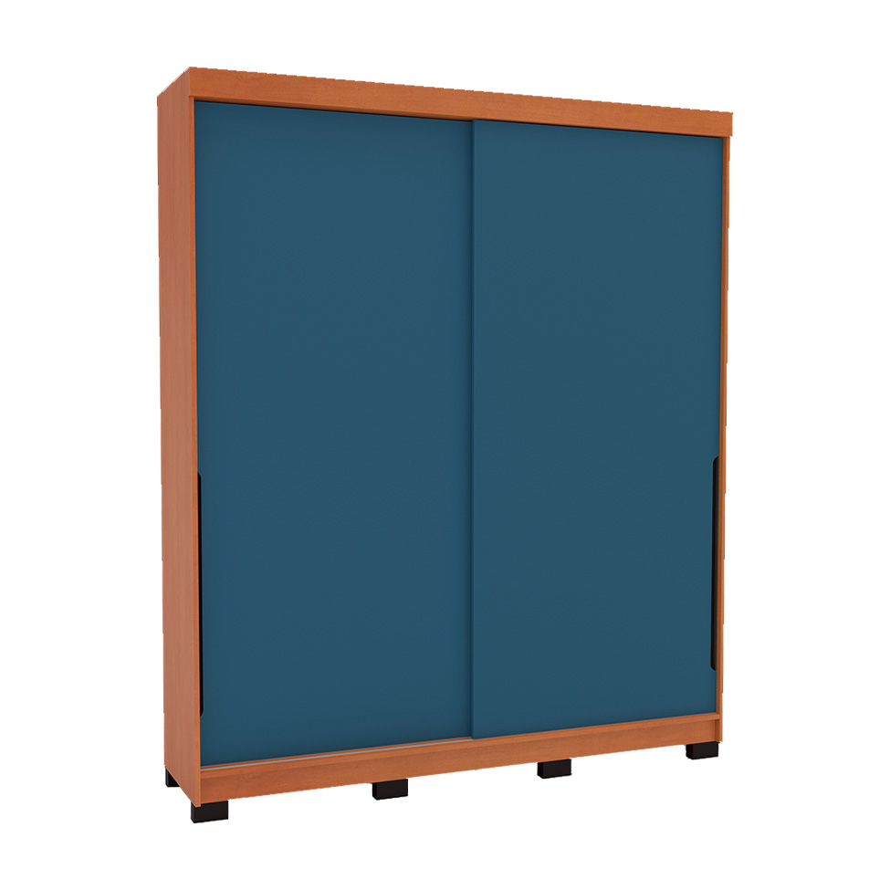 Guarda-Roupa Casal Madrid 2 Portas 2 Gavetas Freijó e Azul