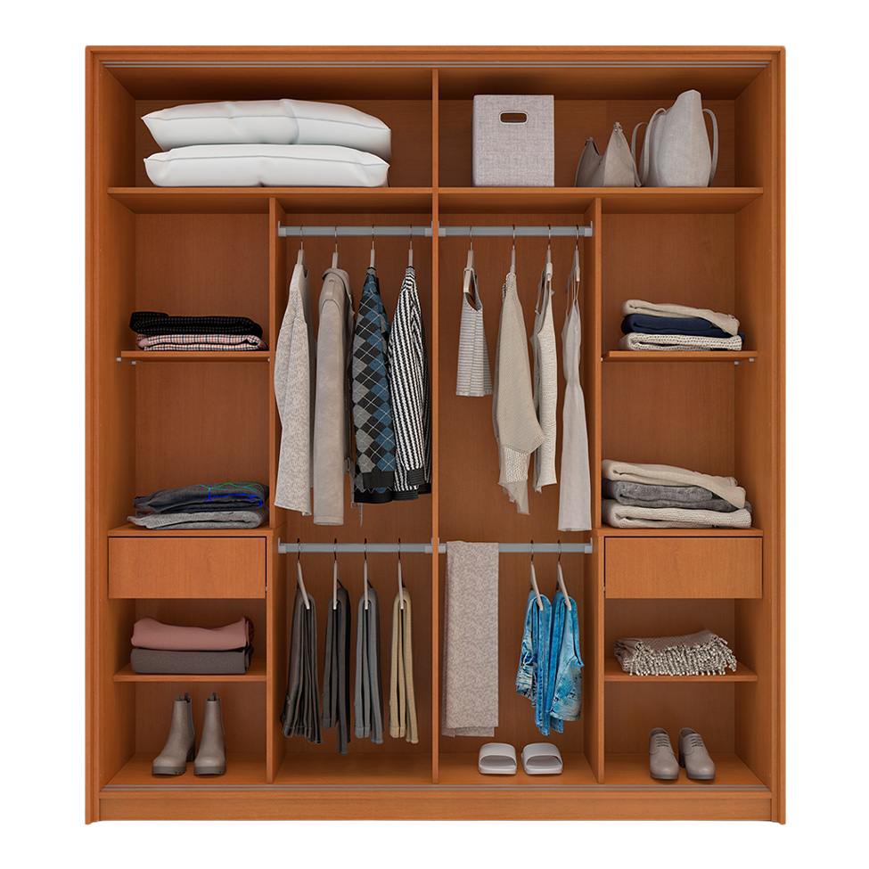 Guarda-Roupa Casal Madrid 2 Portas 2 Gavetas Freijó e Branco