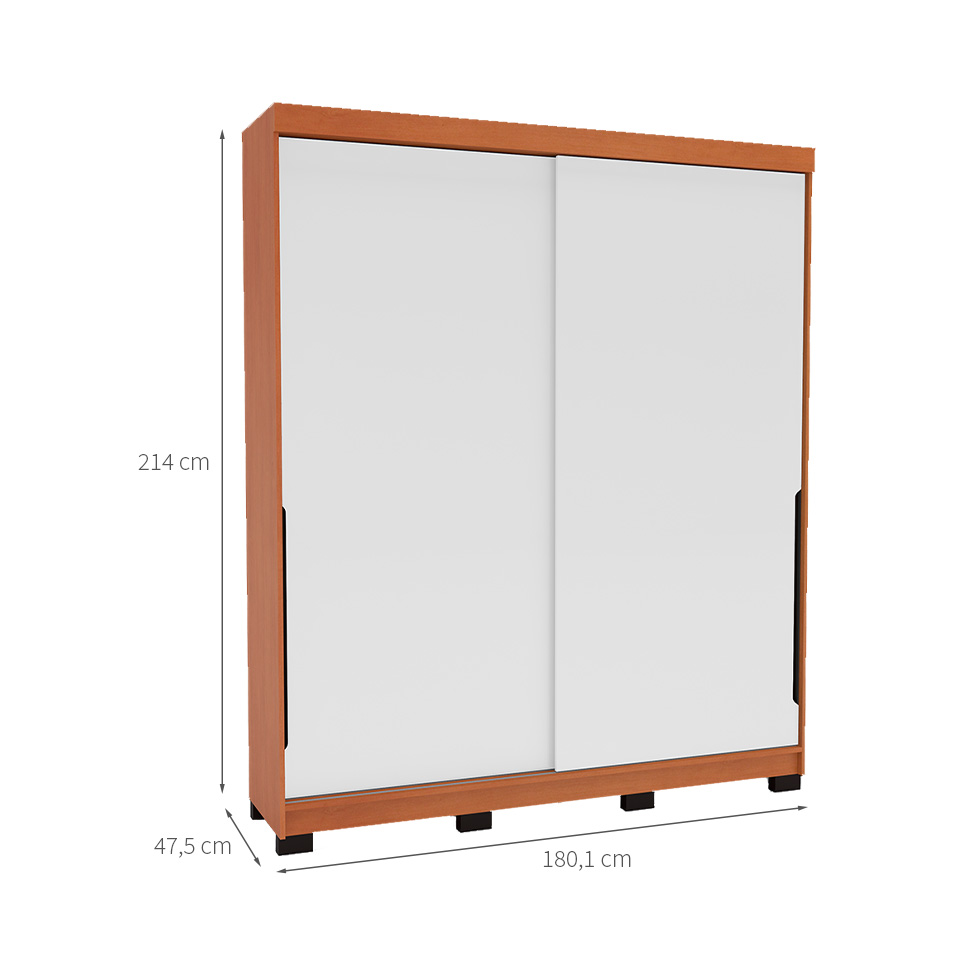 Guarda-Roupa Casal Madrid 2 Portas 2 Gavetas Freijó e Branco