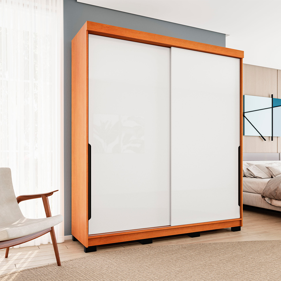 Guarda-Roupa Casal Madrid 2 Portas 2 Gavetas Freijó e Branco