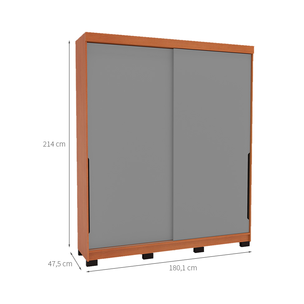 Guarda-Roupa Casal Madrid 2 Portas 2 Gavetas Freijó e Cinza