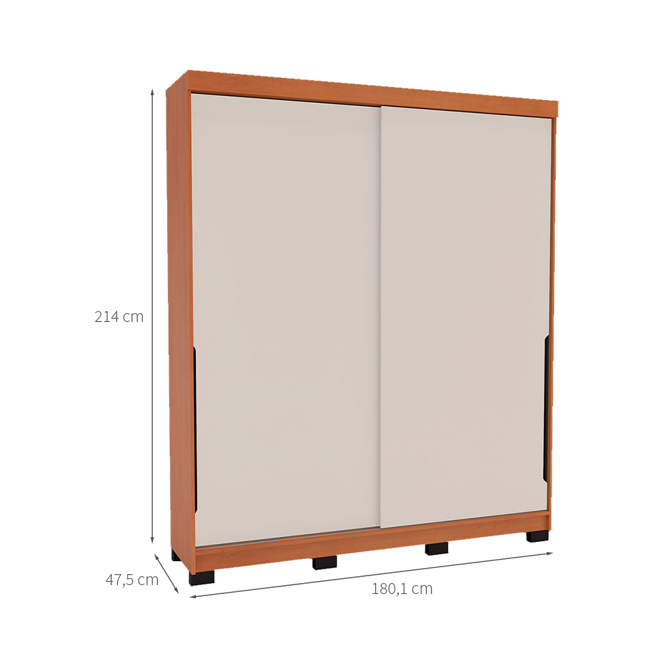 Guarda-Roupa Casal Madrid 2 Portas 2 Gavetas Freijó e Creme