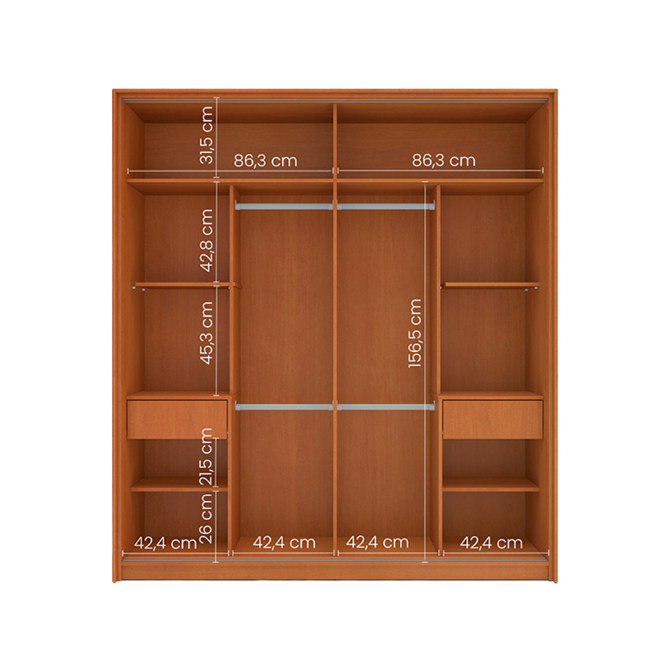 Guarda-Roupa Casal Madrid 2 Portas 2 Gavetas Freijó e Creme