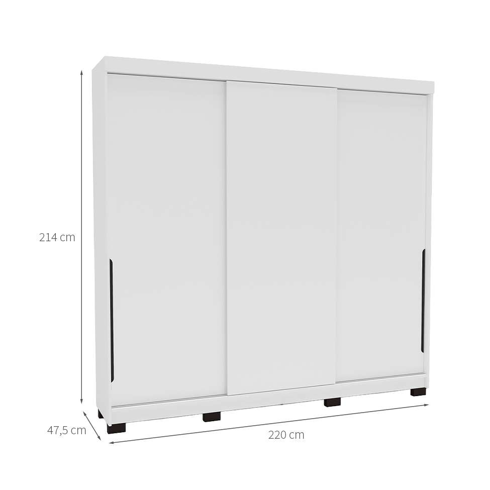 Guarda-Roupa Casal Madrid 3 Portas 4 Gavetas Branco