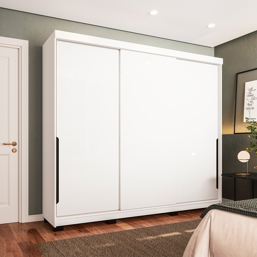 Guarda-Roupa Casal Madrid 3 Portas 4 Gavetas Branco