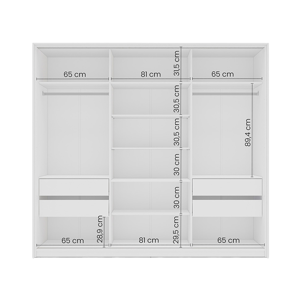 Guarda-Roupa Casal Madrid 3 Portas 4 Gavetas Branco