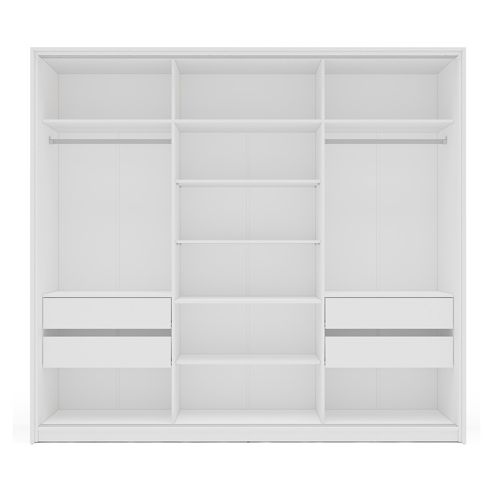 Guarda-Roupa Casal Madrid 3 Portas 4 Gavetas Branco e Azul