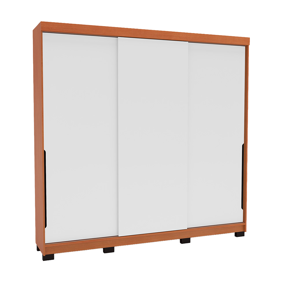 Guarda-Roupa Casal Madrid 3 Portas 4 Gavetas Freijó e Branco