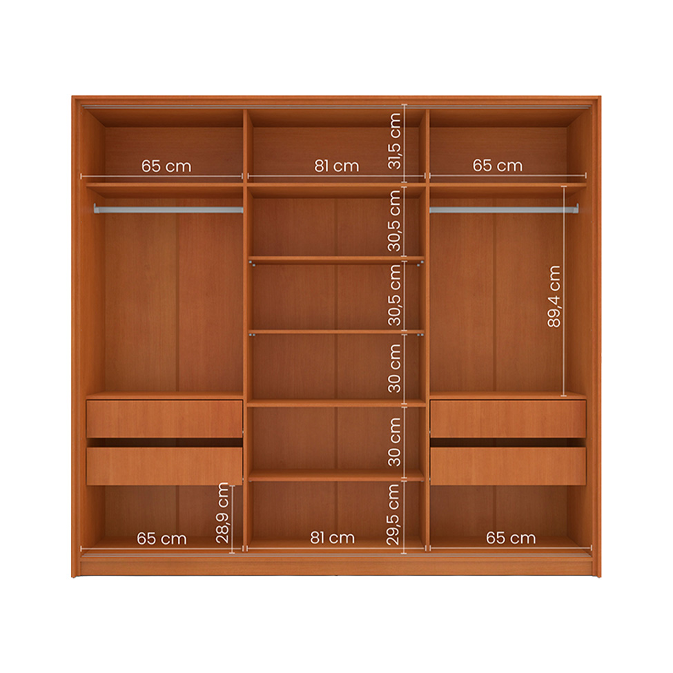 Guarda-Roupa Casal Madrid 3 Portas 4 Gavetas Freijó e Branco