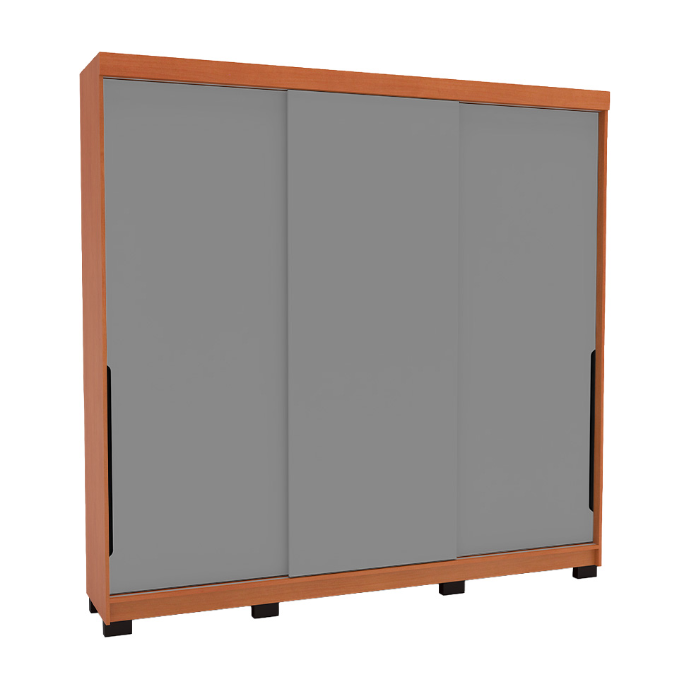 Guarda-Roupa Casal Madrid 3 Portas 4 Gavetas Freijó e Cinza