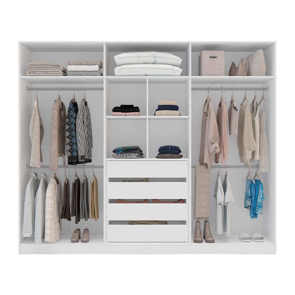 Guarda-Roupa Casal Madrid 6 Portas 4 Gavetas Branco