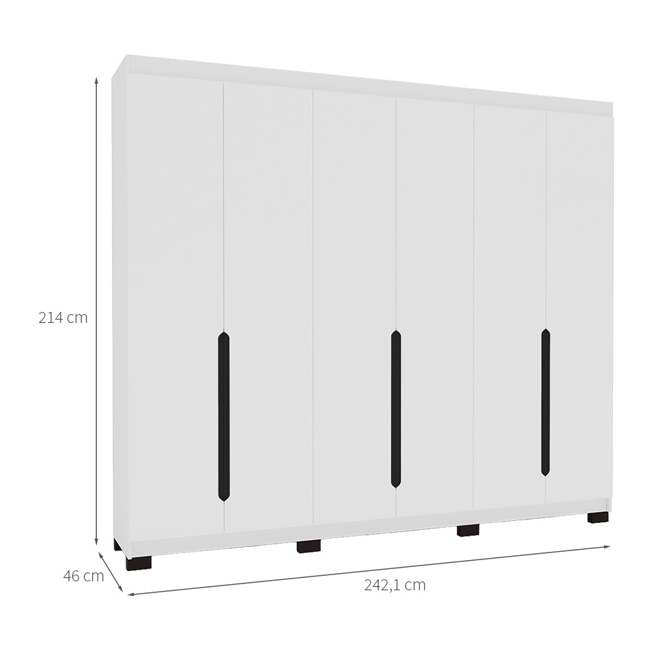 Guarda-Roupa Casal Madrid 6 Portas 4 Gavetas Branco