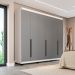 Guarda-Roupa Casal Madrid 6 Portas 4 Gavetas Branco e Cinza