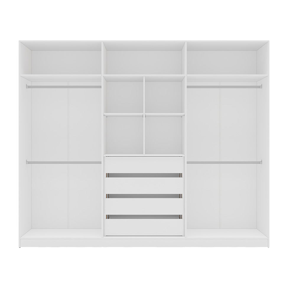 Guarda-Roupa Casal Madrid 6 Portas 4 Gavetas Branco e Creme