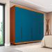 Guarda-Roupa Casal Madrid 6 Portas 4 Gavetas Freijó e Azul