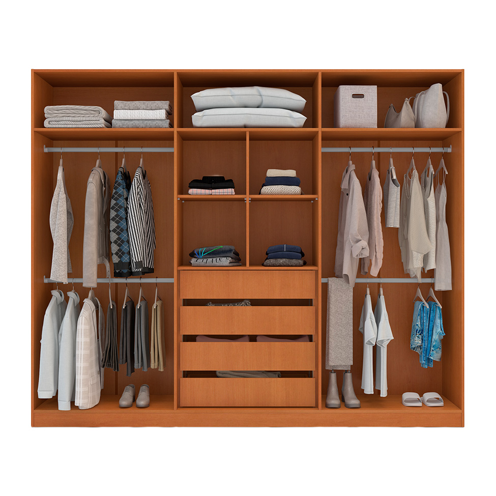Guarda-Roupa Casal Madrid 6 Portas 4 Gavetas Freijó e Branco