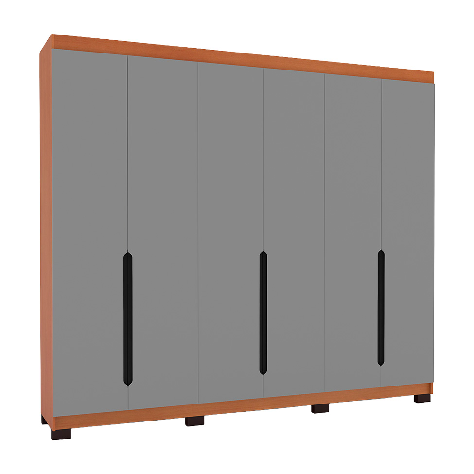 Guarda-Roupa Casal Madrid 6 Portas 4 Gavetas Freijó e Cinza