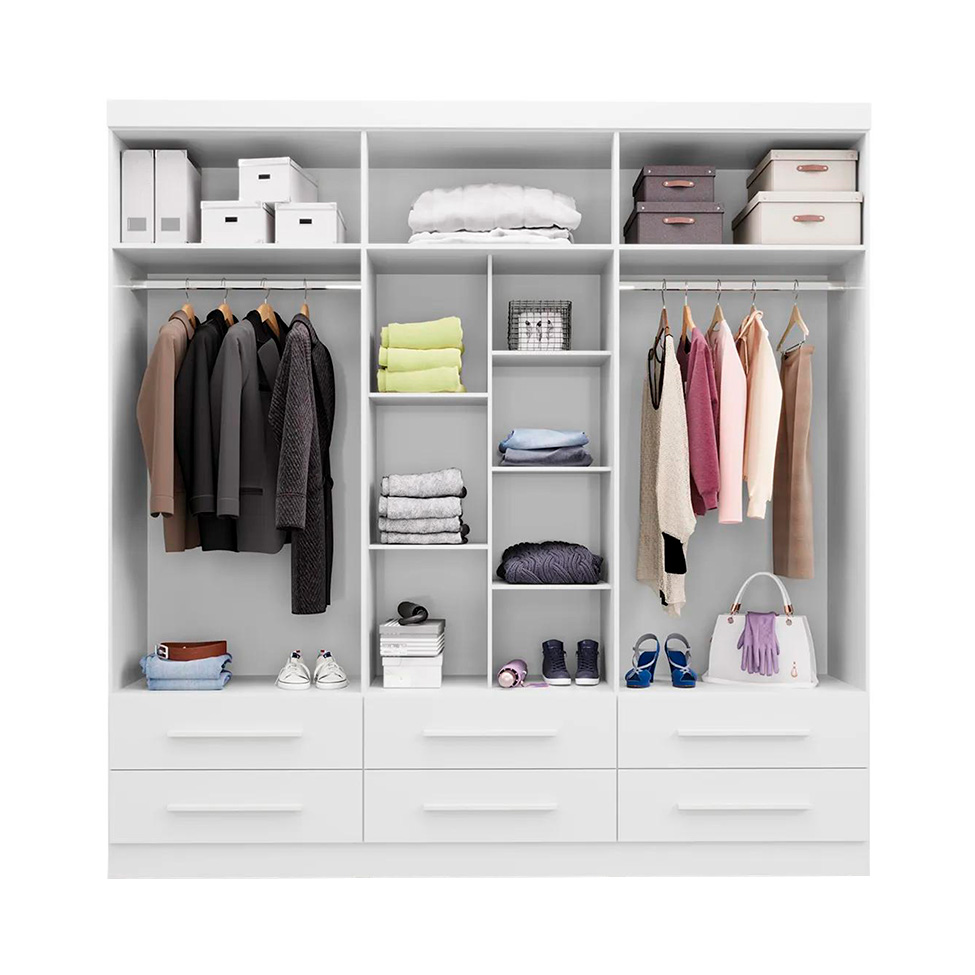 Guarda-Roupa Casal Majestic 6 Portas 6 Gavetas Branco