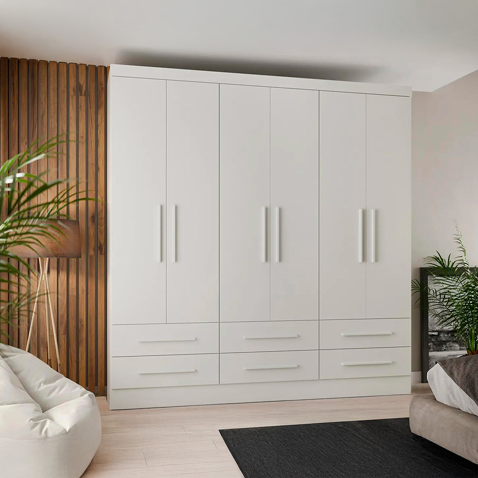Guarda-Roupa Casal Majestic 6 Portas 6 Gavetas Branco