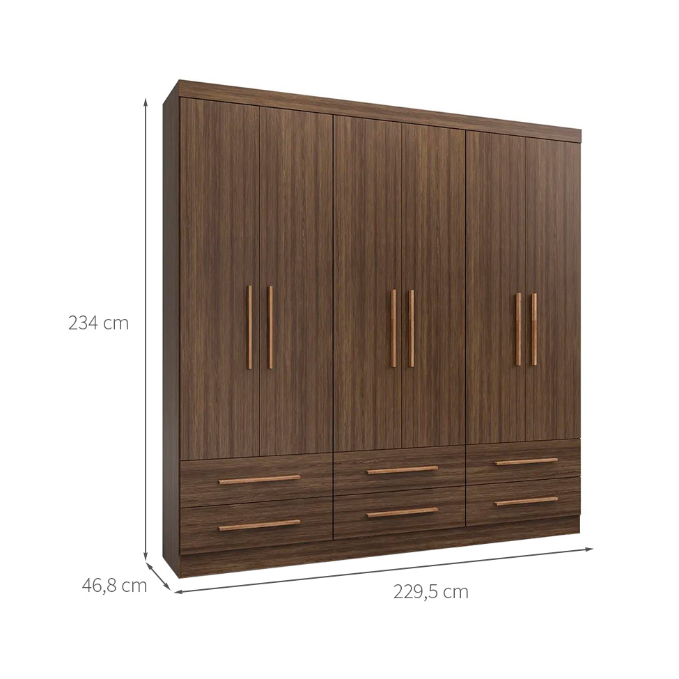Guarda-Roupa Casal Majestic 6 Portas 6 Gavetas Capuccino