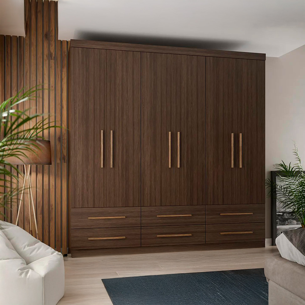 Guarda-Roupa Casal Majestic 6 Portas 6 Gavetas Capuccino