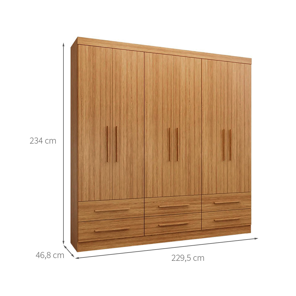 Guarda-Roupa Casal Majestic 6 Portas 6 Gavetas Freijó