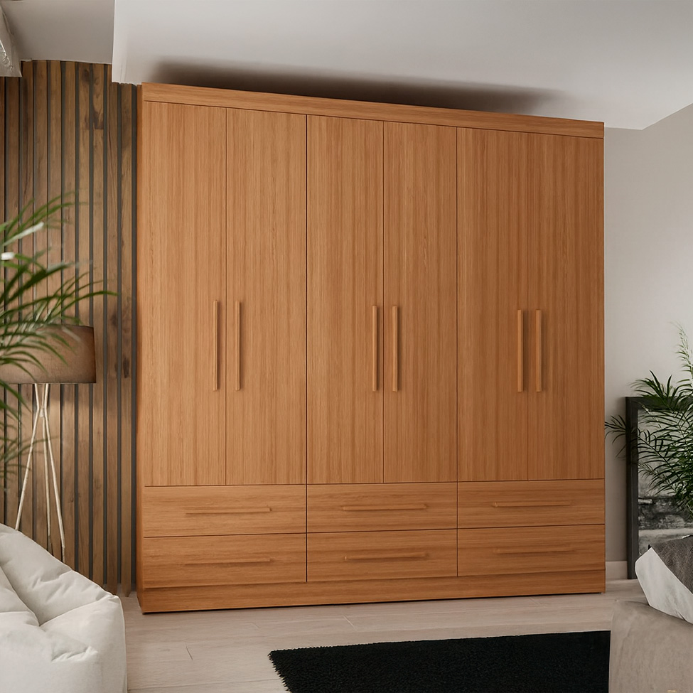 Guarda-Roupa Casal Majestic 6 Portas 6 Gavetas Freijó