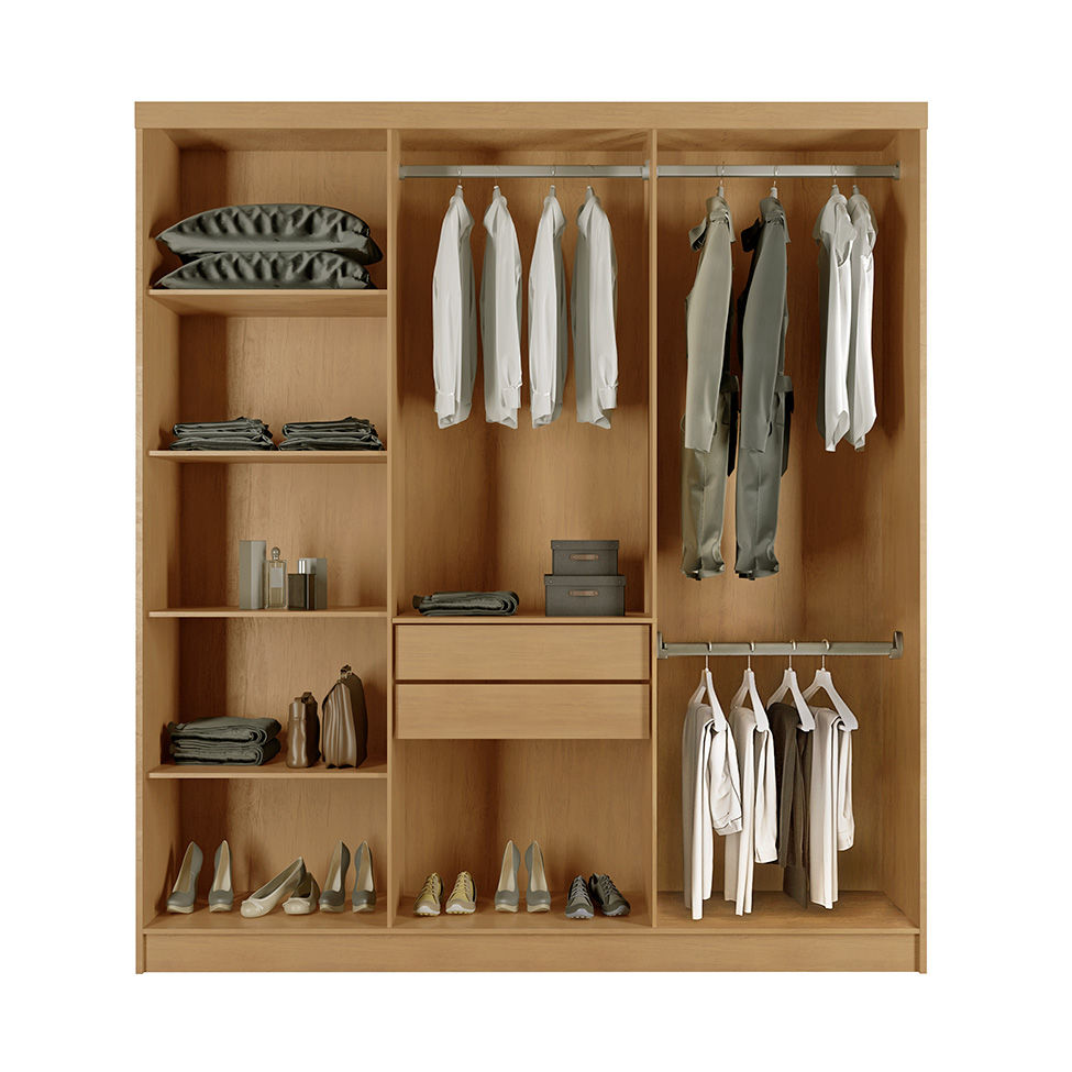 Guarda-Roupa Casal Malibu 6 PT 2 GV Imbuia e Grafite